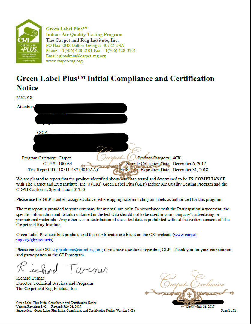 Green label plus certeficate